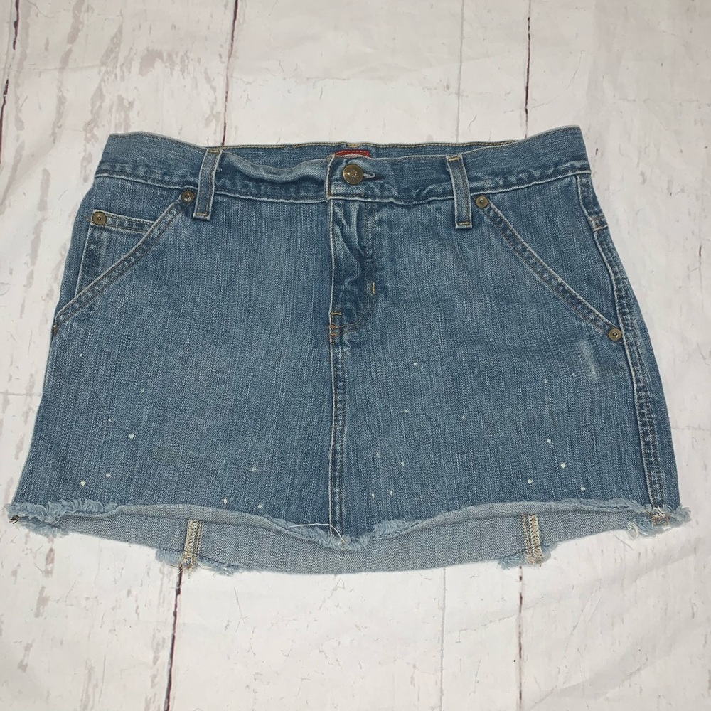 Fossil y2K blue denim Bella ruffle mini skirt